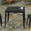 Merrick Lane 31.5" Square Indoor/Outdoor Black Steel Patio Dining Table For 4 With Black Poly Resin Slatted Top -Luxe Living Interiors Shop GUEST 9e39ee1e 7116 40fd bbc6 4f678d2aa877
