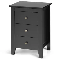 Costway Nightstand End Beside Sofa Table Cabinet W/ 3 Drawers Bedroom Furniture Black -Luxe Living Interiors Shop GUEST 9ef9c238 0c12 4304 b346 8d07d7ed1bca