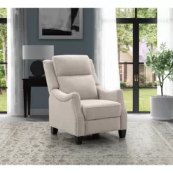 Kevin Fabric Tufted Pushback Recliner Cream - Abbyson Living