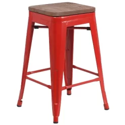 Flash Furniture 24" High Backless Metal Counter Height Stool With Square Wood Seat -Luxe Living Interiors Shop GUEST a2548d68 4da9 4fbc a113 2e5819096218