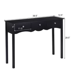 Costway Console Table Hall Table Side Table Desk Accent Table 3 Drawers Entryway Black