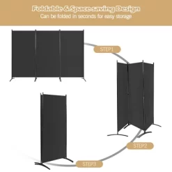 Costway 3-Panel Room Divider Folding Privacy Partition Screen For Office Room WhiteBlackBrown -Luxe Living Interiors Shop GUEST a3bf28fd 9317 4809 863a 2d97e2f08fda