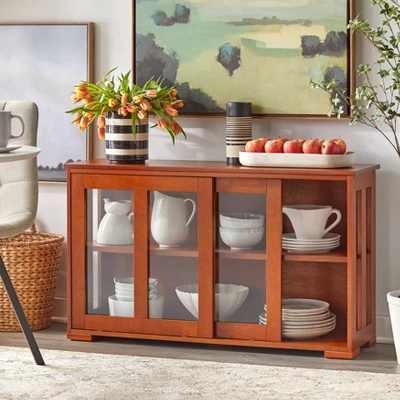 Pacific Stackable Cabinet With Sliding Glass Doors Walnut - Buylateral 4 Pacific Stackable Cabinet With Sliding Glass Doors Walnut - Buylateral - Image 2