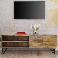 Metal Storage Cabinet TV Stand For TVs Up To 55" Brown - The Urban Port -Luxe Living Interiors Shop GUEST a4cfe129 7c1e 4181 8a7e f86e3b53f239