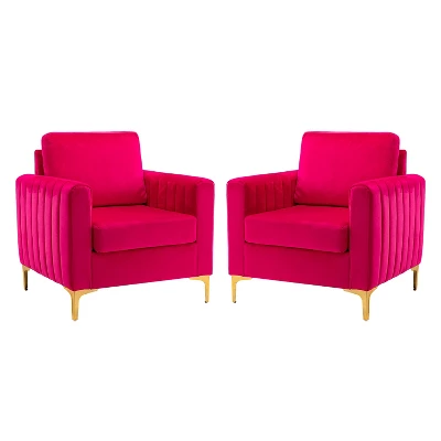 Set Of 2 Iapygia Contemporary Tufted Wooden Upholstered Club Chair With Metal Legs For Bedroom Club Chair| ARTFUL LIVING DESIGN 17 Set Of 2 Iapygia Contemporary Tufted Wooden Upholstered Club Chair With Metal Legs For Bedroom Club Chair| ARTFUL LIVING DESIGN - Image 15