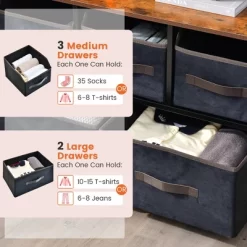 Costway 5-Drawer Storage Dresser Organizer Unit With Fabric Bin For Living Room Bedroom 14 Costway 5-Drawer Storage Dresser Organizer Unit With Fabric Bin For Living Room Bedroom -Luxe Living Interiors Shop GUEST a5844610 7a01 4532 8897 8c2be7c477d5