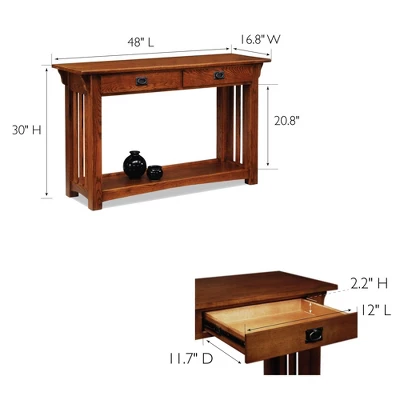 Mission Console Table With Drawers And Shelf Medium Oak - Leick Home 11 Mission Console Table With Drawers And Shelf Medium Oak - Leick Home - Image 9