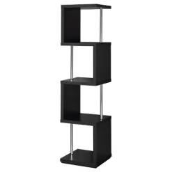 Baxter 4 Shelf Zig Zag Bookcase With Chrome Details - Coaster -Luxe Living Interiors Shop GUEST a5e95715 637a 4482 8d47 00696b8fc6a9
