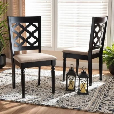 2pc Ramiro Fabric And Wood Dining Chairs Set - Baxton Studio 7 2pc Ramiro Fabric And Wood Dining Chairs Set - Baxton Studio - Image 5