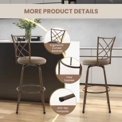 Costway Set Of 2 24/30 Inch Adjustable Swivel Barstools Metal Dining Chairs Brown -Luxe Living Interiors Shop GUEST a735628e 3d56 4950 9b7d a004f175b8c5