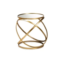 Desma Glam With Luxe Metal And Mirrored Glass End Table Gold - Baxton Studio