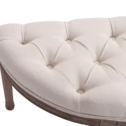 HOMCOM Vintage Semi-Circle Hallway Bench Tufted Upholstered Velvet-Touch Fabric Accent Seat With Rubberwood Legs, Off White -Luxe Living Interiors Shop GUEST a7df5854 ed2f 4af6 b292 deae77b16632