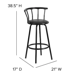 Emma And Oliver Crown Back Black Metal Barstool With Black Vinyl Swivel Seat -Luxe Living Interiors Shop GUEST a7f35770 01ed 43cd a38f f02f0647ffed