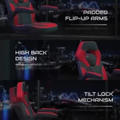 BlackArc Gamma Gaming Desk & Chair Set - Black & Red High Back Gaming Chair With Flip-Up Arms; Desk With Detachable Headphone Hook/Cupholder -Luxe Living Interiors Shop GUEST a843aae5 d2db 4014 acce 6ad057b7a92f