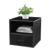 Hastings Home End Table, Stackable Modular Cube With Drawer, Black -Luxe Living Interiors Shop GUEST a84be7a6 20d9 41f6 944d 9cd6ec2cd2fb