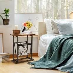 Costway 2PCS Industrial End Side Table Nightstand With Mesh Holder Rustic Brown -Luxe Living Interiors Shop GUEST a8f180b3 ada5 4511 9462 142b47e1fd68