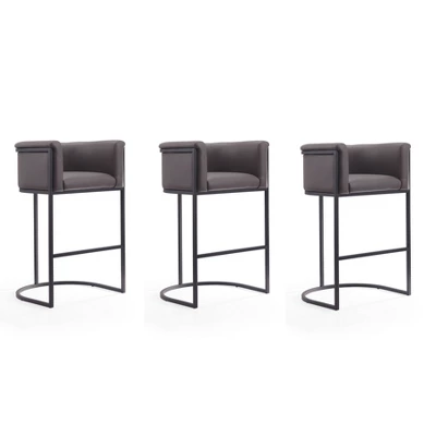 Set Of 3 Cosmopolitan Upholstered Metal Barstools - Manhattan Comfort 12 Set Of 3 Cosmopolitan Upholstered Metal Barstools - Manhattan Comfort - Image 10