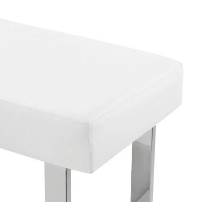 Amanda Faux Leather Bench White - Armen Living 6 Amanda Faux Leather Bench White - Armen Living - Image 4
