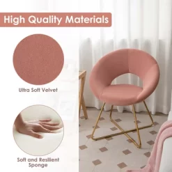 Costway Modern Velvet Accent Chair Upholstered Vanity Leisure Chair With Metal Legs -Luxe Living Interiors Shop GUEST aa085852 35d2 4fdf b26d 7f686906a745