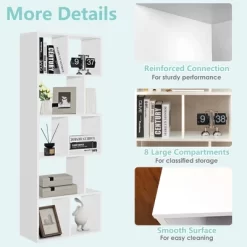 Costway 63'' Wooden 5-Tier Geometric Bookshelf S-shaped Display Shelf Stand Room Divider White -Luxe Living Interiors Shop GUEST aa98df26 638d 4070 968e 22837acf8222