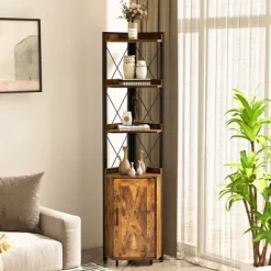 Costway 6-Tier Corner Shelf Bookshelf Industrial Storage Rack Cabinet Rustic Plant Stand -Luxe Living Interiors Shop GUEST aa9c151e 756f 45c9 854c 5e16c18e3d41