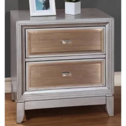 Reina 2 Drawer Nightstand Silver - MiBasics