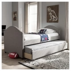 Twin Alessia Modern And Contemporary Fabric Upholstered Daybed With Guest Trundle Bed - Baxton Studio -Luxe Living Interiors Shop GUEST abee7f84 acc1 4d92 ab00 b786ca16f3a7