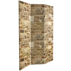 6" Double Sided Stone Wall Canvas Room Divider Gray - Oriental Furniture -Luxe Living Interiors Shop GUEST acaca418 32f2 4e64 b45d f5a8be05510e