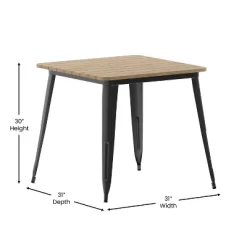Flash Furniture Declan Commercial Grade Indoor/Outdoor Dining Table, 31.5" Square All Weather Poly Resin Top With Steel Base -Luxe Living Interiors Shop GUEST ad4a6292 6d20 467e acaa d6df589e1b40