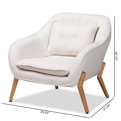 Valentina Velvet Natural Wood Armchair - Baxton Studio 11 Valentina Velvet Natural Wood Armchair - Baxton Studio - Image 9