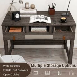 Costway Mid Century Computer Desk Home Office Study Table Laptop Workstation With2 Drawers -Luxe Living Interiors Shop GUEST ad8d6805 aa79 4c8d b953 9cea020d0b8b