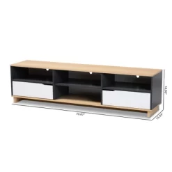 Reed 2 Drawer Wood TV Stand For TVs Up To 75" White/Oak - Baxton Studio -Luxe Living Interiors Shop GUEST add6b1ab b20b 4c54 8283 51b0dfb7db23
