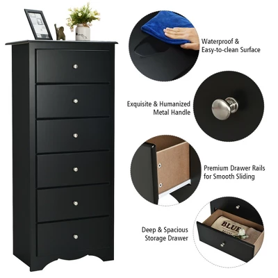 Costway 6 Drawer Chest Dresser Clothes Storage Bedroom Tall Furniture Cabinet 11 Costway 6 Drawer Chest Dresser Clothes Storage Bedroom Tall Furniture Cabinet - Image 9
