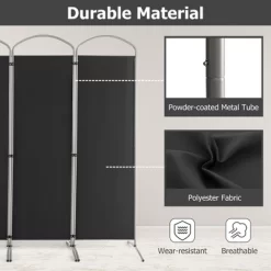 Costway 4 Panels Folding Room Divider 6 Ft Tall Fabric Privacy Screen Black/Brown/Grey/White -Luxe Living Interiors Shop GUEST aeed05d0 be5c 4b0b 8e6b 797e4e488060