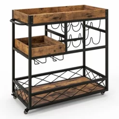 Costway 3-Tier Mobile Bar Serving Cart Liquor Storage Trolley With Removable Tray Wine Rack -Luxe Living Interiors Shop GUEST af192491 268b 4d09 b9f5 654b2bd0f16d