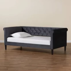Cora Velvet Fabric Upholstered And Wood Daybed - Baxton Studio -Luxe Living Interiors Shop GUEST af68e132 14b9 4092 8799 e5a54b4325f8