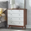 Cassie Mid-Century Modern 4 Drawer Chest Walnut/White - Buylateral