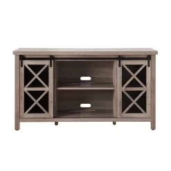 58" Modern Farmhouse TV Stand In Gray Oak Wood - Henn&Hart -Luxe Living Interiors Shop GUEST b0ddf7dc 2b46 480a 9989 5d01333c3e95