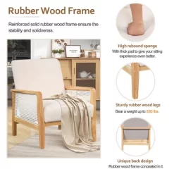 Mid-Century Velvet Upholstered Accent Chair, Armchair With Rattan Mesh-ModernLuxe -Luxe Living Interiors Shop GUEST b0e70dfd a4a1 41a4 985d fa905c115c80