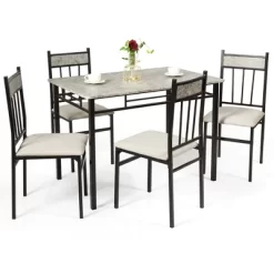 Costway 5 Piece Dining Set Faux Marble Top Table 30'' And 4 Padded Seat Chairs W/ Metal Legs -Luxe Living Interiors Shop GUEST b18d5609 fb6f 4c1f ad26 48b98de7f255