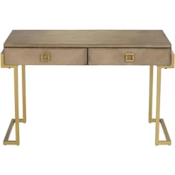 Coast To Coast Accents Wheaton Modern Ash Wood Rectangular Writing Desk 49 1/2" X 23" With 2-Drawer Brown Gold Metal Legs For Living Room Bedroom Home 14 Coast To Coast Accents Wheaton Modern Ash Wood Rectangular Writing Desk 49 1/2" X 23" With 2-Drawer Brown Gold Metal Legs For Living Room Bedroom Home -Luxe Living Interiors Shop GUEST b3b8dff2 02b7 4f10 92b0 2c88cdb87906