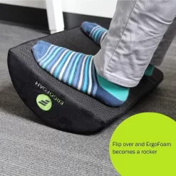 ErgoFoam Ergonomic Foot Rest Under Desk - Premium Velvet Soft Foam Footrest For Desk - Most Comfortable Desk Foot Rest In The World For Lumbar