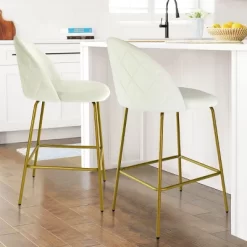 25" Nano Full Back Upholstered Counter Stool (Set Of 2) Gold Legs-Maison Boucle -Luxe Living Interiors Shop GUEST b4991a26 5f9b 486a bc16 43c6aaa8944a