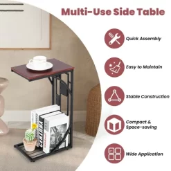Costway 1PC2 PCS C-Shaped Side Sofa Narrow Snack Table For Living Room Bedroom Small Space -Luxe Living Interiors Shop GUEST b4c683c3 fa07 4037 8239 6f84f3e697d8