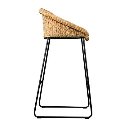 Set Of 2 Werte Water Hyacinth Barstools Natural/Black - Aiden Lane 6 Set Of 2 Werte Water Hyacinth Barstools Natural/Black - Aiden Lane - Image 4