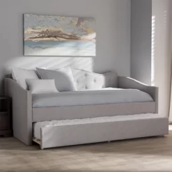 Twin Kaija Modern And Contemporary Fabric Daybed With Trundle Gray - Baxton Studio -Luxe Living Interiors Shop GUEST b5abf670 6e01 4db3 91a5 27e669e9870f