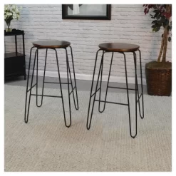 Set Of 2 29" Winston Barstools Elm/Black - Carolina Chair & Table