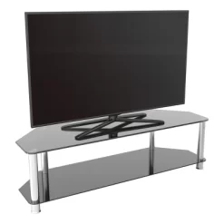 Glass Shelves TV Stand For TVs Up To 65" - Silver/Black -Luxe Living Interiors Shop GUEST b71ee836 f6a6 4374 8038 9e651a8eb016