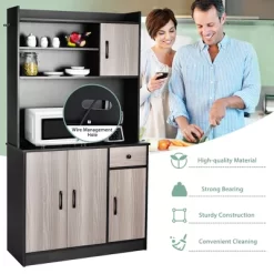 Costway 4-Door 71'' Kitchen Buffet Pantry Storage Cabinet W/Hutch Adjustable Shelf WhiteBlack -Luxe Living Interiors Shop GUEST b736375b ea40 4bde 87fe 3c0bed251ef5