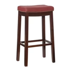 Padded Saddle Seat Barstool Hardwood - Linon -Luxe Living Interiors Shop GUEST b7aabc8b 3125 407d 8ee7 8472a3f48f41